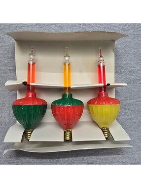 3 Vintage NOMA C7 Bubble Lites Tested & Working Christmas Tree Lights bulbs Box
